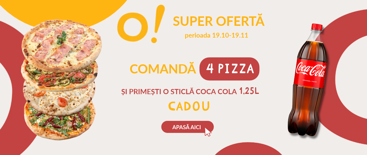4 pizza + 1,25l coca-cola